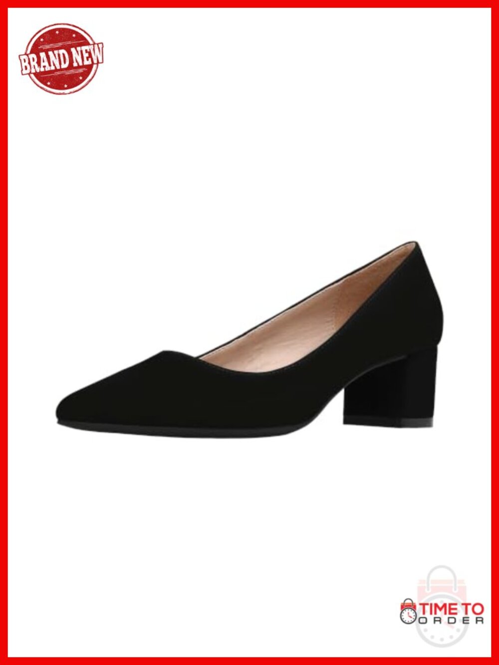 Women's Pointed Toe Chunky Block Heel Pumps 2" Slip On Dress Shoes Faux Leather